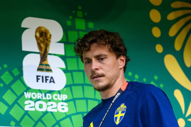 260613 Victor Nilsson Lindelöf of the Swedish national football team at a press conference during day 3 of the FIFA World Cup 2026 on June 13, 2026 in Monterrey Photo Joel Marklund BILDBYRAN kod JM PA1231 fotboll football soccer fotball vm fotbolls vm fotball vm fotbolls vm 2026 fifa world cup 2026 press conference press conference sverige sweden sverige a day 3 bbeng  Copyright: JOELxMARKLUND BB260613JM002