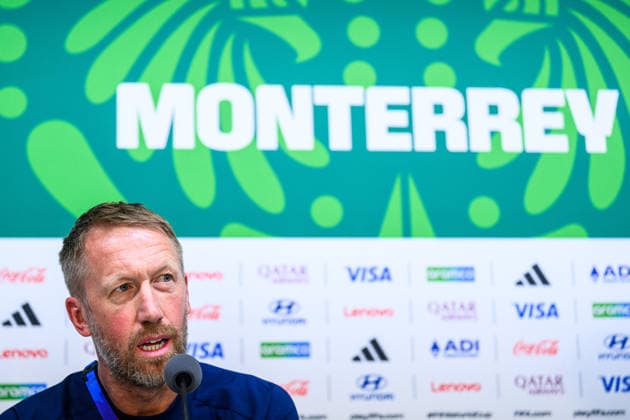 260613 Coach Graham Potter of the Swedish national football team at a press conference during day 3 of the FIFA World Cup 2026 on June 13, 2026 in Monterrey Photo Joel Marklund BILDBYRAN kod JM PA1231 fotboll football soccer fotball vm fotbolls vm fotballs vm fotbolls vm 2026 fifa world cup 2026 press conference press conference sverige sweden sverige a day 3 bbeng  Copyright: JOELxMARKLUND BB260613JM003