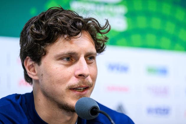 260613 Victor Nilsson Lindelöf of the Swedish national football team at a press conference during day 3 of the FIFA World Cup 2026 on June 13, 2026 in Monterrey Photo Joel Marklund BILDBYRAN kod JM PA1231 fotboll football soccer fotball vm fotbolls vm fotball vm fotbolls vm 2026 fifa world cup 2026 press conference press conference sverige sweden sverige a day 3 bbeng  Copyright: JOELxMARKLUND BB260613JM005