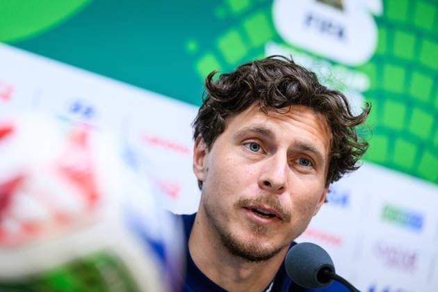 260613 of the Swedish national football team at a press conference during day 3 of the FIFA World Cup 2026 on June 13, 2026 in Monterrey Photo Joel Marklund BILDBYRAN kod JM PA1231 fotboll football soccer fotball vm fotbolls vm fotball vm fotbolls vm 2026 fifa world cup 2026 press conference press conference sverige sweden sverige a day 3 bbeng  Copyright: JOELxMARKLUND BB260613JM007