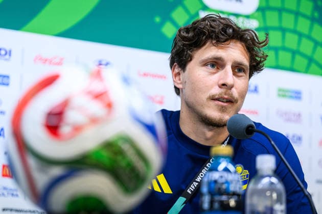 260613 of the Swedish national football team at a press conference during day 3 of the FIFA World Cup 2026 on June 13, 2026 in Monterrey Photo Joel Marklund BILDBYRAN kod JM PA1231 fotboll football soccer fotball vm fotbolls vm fotball vm fotbolls vm 2026 fifa world cup 2026 press conference press conference sverige sweden sverige a day 3 bbeng  Copyright: JOELxMARKLUND BB260613JM008