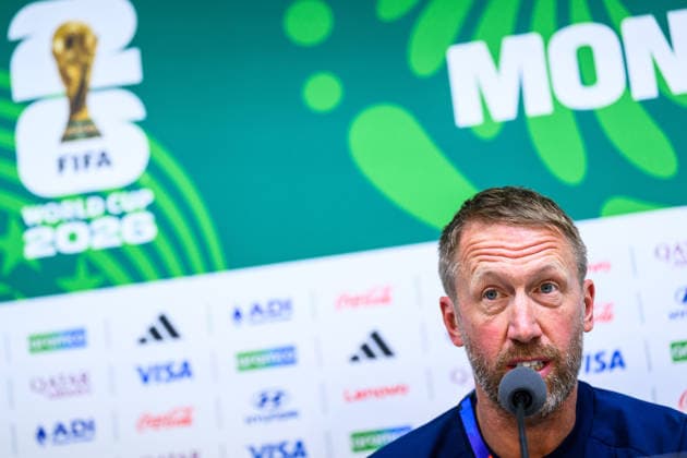 260613 Head coach Graham Potter of the Swedish national football team at a press conference during day 3 of the FIFA World Cup 2026 on June 13, 2026 in Monterrey Photo Joel Marklund BILDBYRAN kod JM PA1231 fotboll football soccer fotball vm fotbolls vm fotballs vm fotbolls vm 2026 fifa world cup 2026 presskonferens press conference sverige sweden sverige a day 3 bbeng  Copyright: JOELxMARKLUND BB260613JM009