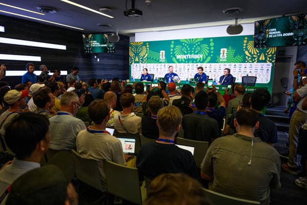 260613 Head coach Graham Potter and Victor Nilsson Lindelöf of the Swedish national football team at a press conference during day 3 of the FIFA World Cup 2026 on June 13, 2026 in Monterrey Photo Petter Arvidson BILDBYRAN kod PA PA1231 fotboll football soccer fotball vm fotbolls vm fotball vm fotbolls vm 2026 fifa world cup 2026 presskonferens press conference sverige sweden sverige a day 3 bbeng  Copyright: PETTERxARVIDSON BB260613PA002