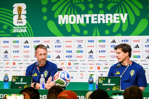 260613 Head coach Graham Potter and Victor Nilsson Lindelöf of the Swedish national football team at a press conference during day 3 of the FIFA World Cup 2026 on June 13, 2026 in Monterrey Photo Petter Arvidson BILDBYRAN kod PA PA1231 fotboll football soccer fotball vm fotbolls vm fotball vm fotbolls vm 2026 fifa world cup 2026 presskonferens press conference sverige sweden sverige a day 3 bbeng  Copyright: PETTERxARVIDSON BB260613PA003