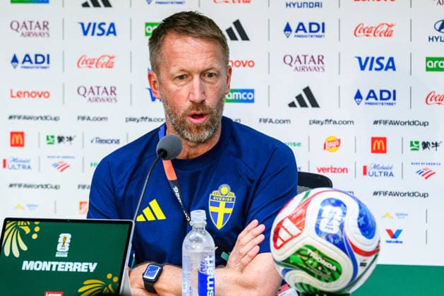 260613 Head coach Graham Potter of the Swedish national football team at a press conference during day 3 of the FIFA World Cup 2026 on June 13, 2026 in Monterrey Photo Joel Marklund BILDBYRAN kod JM PA1231 fotboll football soccer fotball vm fotbolls vm fotballs vm fotbolls vm 2026 fifa world cup 2026 presskonferens press conference sverige sweden sverige a day 3 bbeng  Copyright: JOELxMARKLUND BB260613JM013