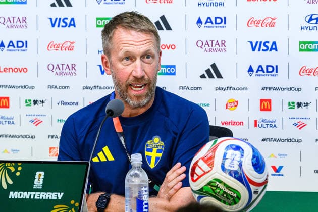 260613 Head coach Graham Potter of the Swedish national football team at a press conference during day 3 of the FIFA World Cup 2026 on June 13, 2026 in Monterrey Photo Petter Arvidson BILDBYRAN kod PA PA1231 fotboll football soccer fotball vm fotbolls vm fotball vm fotbolls vm 2026 fifa world cup 2026 press conference press conference sverige sweden sverige a day 3 bbeng  Copyright: PETTERxARVIDSON BB260613PA005