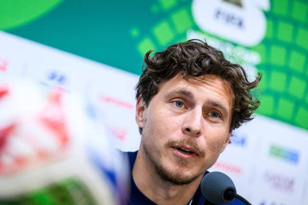 260613 of the Swedish national football team at a press conference during day 3 of the FIFA World Cup 2026 on June 13, 2026 in Monterrey Photo Joel Marklund BILDBYRAN kod JM PA1231 fotboll football soccer fotball vm fotbolls vm fotball vm fotbolls vm 2026 fifa world cup 2026 press conference press conference sverige sweden sverige a day 3 bbeng  Copyright: JOELxMARKLUND BB260613JM014