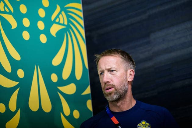 260613 Head coach Graham Potter of the Swedish national football team at a press conference during day 3 of the FIFA World Cup 2026 on June 13, 2026 in Monterrey Photo Joel Marklund BILDBYRAN kod JM PA1231 fotboll football soccer fotball vm fotbolls vm fotballs vm fotbolls vm 2026 fifa world cup 2026 presskonferens press conference sverige sweden sverige a day 3 bbeng  Copyright: JOELxMARKLUND BB260613JM016