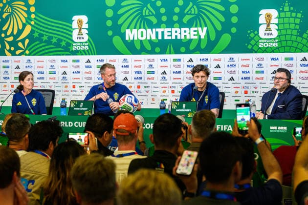 260613 Head coach Graham Potter and Victor Nilsson Lindelöf of the Swedish national football team at a press conference during day 3 of the FIFA World Cup 2026 on June 13, 2026 in Monterrey Photo Petter Arvidson BILDBYRAN kod PA PA1231 fotboll football soccer fotball vm fotbolls vm fotball vm fotbolls vm 2026 fifa world cup 2026 presskonferens press conference sverige sweden sverige a day 3 bbeng  Copyright: PETTERxARVIDSON BB260613PA011