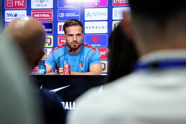 Croatia Training And press conference, PK, Pressekonferenz - FIFA World Cup, WM, Weltmeisterschaft, Fussball 2026 ALEXANDRIA, VIRGINIA - JUNE 13: Marin Pongracic of Croatia speaks to the media during the press conference of Croatia national football team at training centre at Episcopal High School on June 13, 2026 in Alexandria, Virginia.  IgorxKralj PIXSELL