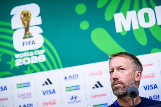 260613 Head coach Graham Potter of the Swedish national football team at a press conference during day 3 of the FIFA World Cup 2026 on June 13, 2026 in Monterrey Photo Joel Marklund BILDBYRAN kod JM PA1231 fotboll football soccer fotball vm fotbolls vm fotballs vm fotbolls vm 2026 fifa world cup 2026 presskonferens press conference sverige sweden sverige a day 3 bbeng  Copyright: JOELxMARKLUND BB260613JM021