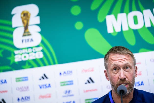 260613 Head coach Graham Potter of the Swedish national football team at a press conference during day 3 of the FIFA World Cup 2026 on June 13, 2026 in Monterrey Photo Joel Marklund BILDBYRAN kod JM PA1231 fotboll football soccer fotball vm fotbolls vm fotballs vm fotbolls vm 2026 fifa world cup 2026 presskonferens press conference sverige sweden sverige a day 3 bbeng  Copyright: JOELxMARKLUND BB260613JM022