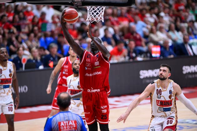 LBA Legabasket Serie A UnipolSAI 2025 2026 Ousname Diop EA7 Emporio Armani Olimpia Milano-Umana Reyer Venezia LBA Legabasket Serie A Unipol 2025 2026 Playoff Finale Gara 2 Milano, 13 06 2026 Foto: IvanMancini Ciamillo-Castoria Milano Forum Assago Milano Italia  Copyright: xIvanxMancinix