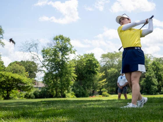 MIDLAND, MI - JUNE 13: Yuna Nishimura hits the ball during round three of the LPGA, Golf Damen Dow Championship on June 13, 2026, at Midland Country Club in Midland, Michigan. (Photo by Joseph Weiser Icon Sportswire) GOLF: JUN 13 LPGA Dow Championship EDITORIAL USE ONLY Icon2606130373