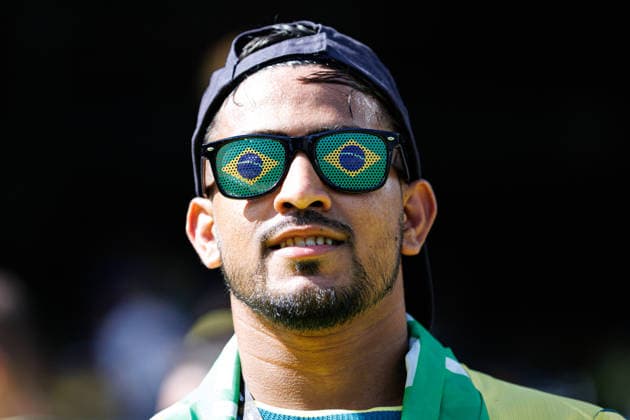 Fans of Brazil seen during FIFA World Cup, WM, Weltmeisterschaft, Fussball 2026 game between national teams of Brazil and Morocco (Grzegorz Wajda Ball Raw Images) New Jersey MetLife Stadium USA Copyright: xGrzegorzxWajdax grzegorzwajda_brazil_morocco_2526-2