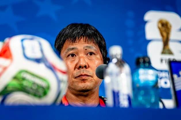 DALLAS Japan national team coach Hajime Moriyasu during the 2026 World Cup, Japan press conference and pitch check at AT T Stadium on June 13, 2026, in Dallas, United States Photo by Stefan Koops EYE4IMAGES DeFodi Images
