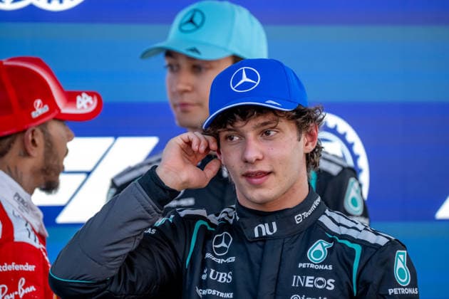 MONTMELO, SPAIN: Andrea Kimi Antonelli, racing for the Mercedes team during the 2026 Formula 1 Barcelona-Catalunya Grand Prix at the Circuit de Barcelona-Catalunya in Montmelo, Spain