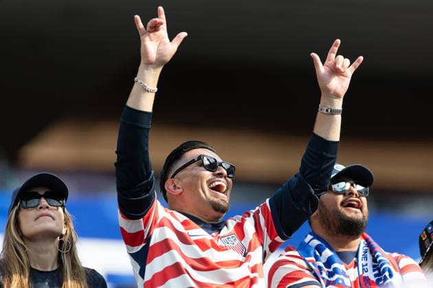 INGLEWOOD, CA - JUNE 12: USA fans seen before the FIFA World Cup, WM, Weltmeisterschaft, Fussball 2026 Group D match between USA and Paraguay on June 12, 2026 at Los Angeles Stadium in Inglewood, CA. (Photo by Karl Anderson Icon Sportswire) SOCCER: JUN 12 FIFA World Cup 26 Group D - USA vs Paraguay EDITORIAL USE ONLY Icon272260612024