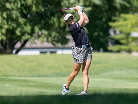 MIDLAND, MI - JUNE 13: Chizzy Iwai hits the ball during round three of the LPGA, Golf Damen Dow Championship on June 13, 2026, at Midland Country Club in Midland, Michigan. (Photo by Joseph Weiser Icon Sportswire) GOLF: JUN 13 LPGA Dow Championship EDITORIAL USE ONLY Icon2606130403
