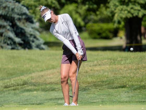 MIDLAND, MI - JUNE 13: Nelly Korda hits the ball during round three of the LPGA, Golf Damen Dow Championship on June 13, 2026, at Midland Country Club in Midland, Michigan. (Photo by Joseph Weiser Icon Sportswire) GOLF: JUN 13 LPGA Dow Championship EDITORIAL USE ONLY Icon2606130413
