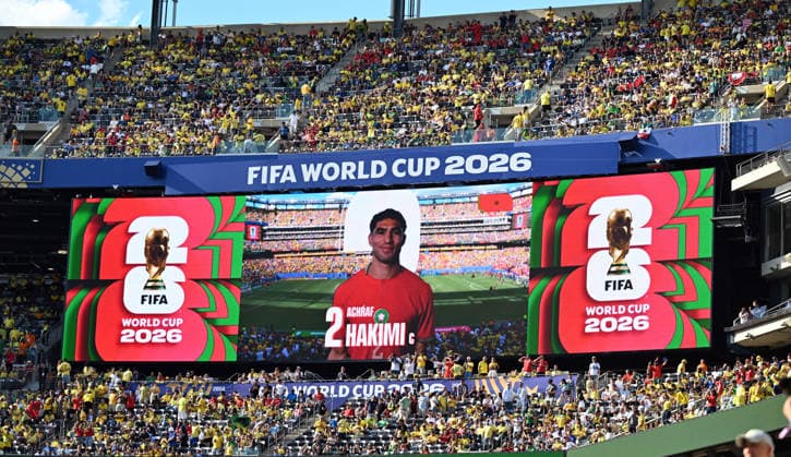 Soccer, Men, FIFA World Cup 2026 in Mexico, Canada and USA, Match in New York New Jersey Group C, Matchday 1 , Brazil Morocco, Feature Scoreboard , 13 06 2026, Copyright: xMatthiasxKochx