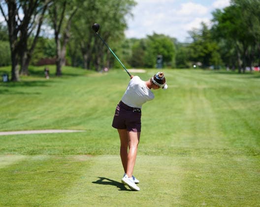 MIDLAND, MI - JUNE 13: LPGA, Golf Damen golfer Nelly Korda plays her tee shot on the 10th hole on June 13, 2026, during the third round of the LPGA Dow Championship at Midland Country Club in Midland, Michigan. (Photo by Brian Spurlock Icon Sportswire) GOLF: JUN 13 LPGA Dow Championship EDITORIAL USE ONLY Icon26061313