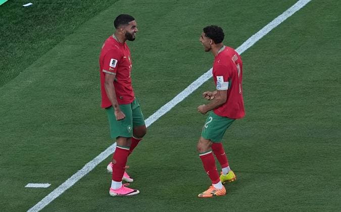 Ismael Saibari of Morocco celebrates scoring a goal to make the score 0-1 Brazil v Morocco, 2026 FIFA World Cup, WM, Weltmeisterschaft, Fussball Group C, Football, New York New Jersey Stadium, East Rutherford, New Jersey, USA - 13 Jun 2026East Rutherford New York New Jersey Stadium New Jersey (NJ) United States of America EDITORIAL USE ONLY No use with unauthorised audio, video, data, fixture lists, club league logos or live services. Online in-match use limited to 120 images, no video emulation. No use in betting, games or single club league player publications.  Copyright: xIsmaelxAdnan Shutterstockx 16924266n