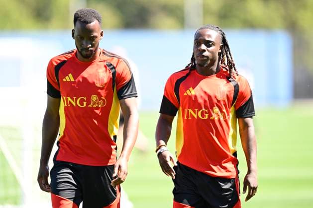 Belgian national football team - 2026 FIFA World Cup, WM, Weltmeisterschaft, Fussball - media activities 13 06 2026 RENTON, UNITED STATES OF AMERICA - JUNE 13 : Lukebakio Dodi forward of Belgium and Doku Jeremy forward of Belgium pictured during a training session at the training grounds of the Belgian national football team during the 2026 FIFA World Cup on June 13, 2026 in Renton, United States of America, 13 06 2026 Renton United States of America  Copyright: xNicoxVereeckenx