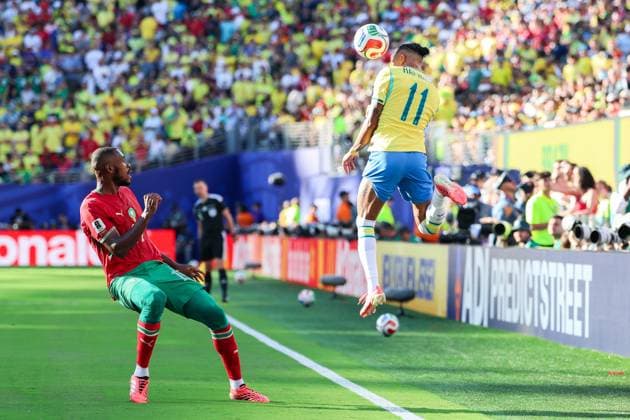 RECORD DATE NOT STATED FIFA World Cup, WM, Weltmeisterschaft, Fussball 2026 - Group C - Brazil v Morocco Raphinha player of Brazil during the match between Brazil and Morocco in the first round of Group C of the 2026 FIFA World Cup group stage at New York New Jersey Stadium, on Saturday, June 13, 2026.(Foto: William Volcov Brazil Photo Press IMAGO) Sports East Rutherford NJ United States of America Copyright: xWILLIAMxVOLCOVx