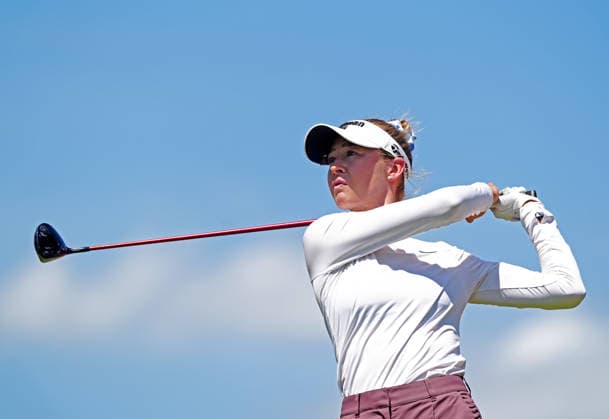 MIDLAND, MI - JUNE 13: LPGA, Golf Damen golfer Nelly Korda plays her tee shot on the 12th hole on June 13, 2026, during the third round of the LPGA Dow Championship at Midland Country Club in Midland, Michigan. (Photo by Brian Spurlock Icon Sportswire) GOLF: JUN 13 LPGA Dow Championship EDITORIAL USE ONLY Icon26061330