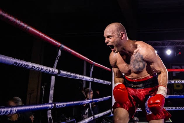 FLENSBURG, GERMANY - JUNE 13: Ferdinand Pilz (Germany) winner by KO during the WBO European Middleweight Title Fight between Ferdinand Pilz (Germany) vs. Flavius Biea (Romania) at Gorzelniaski Halle on June 13, 2026 in Flensburg, Germany. Schleswig-Holstein Germany Copyright: xMarioxM.xKobergx
