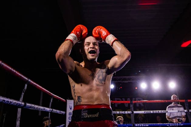 FLENSBURG, GERMANY - JUNE 13: Ferdinand Pilz (Germany) winner by KO during the WBO European Middleweight Title Fight between Ferdinand Pilz (Germany) vs. Flavius Biea (Romania) at Gorzelniaski Halle on June 13, 2026 in Flensburg, Germany. Schleswig-Holstein Germany Copyright: xMarioxM.xKobergx