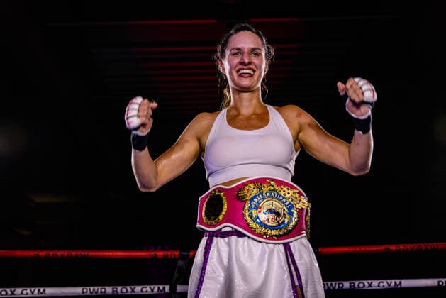 FLENSBURG, GERMANY - JUNE 13: Lara Ochmann (Germany) winner by decision during the WBO International Super Feather Title Fight between Lara Ochmann (Germany) vs. Amanda Chan (Singapore) at Gorzelniaski Halle on June 13, 2026 in Flensburg, Germany. Schleswig-Holstein Germany Copyright: xMarioxM.xKobergx