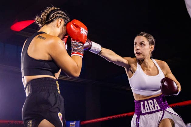 FLENSBURG, GERMANY - JUNE 13: Action inside the ropes during the WBO International Super Feather Title Fight between Lara Ochmann (Germany) vs. Amanda Chan (Singapore) at Gorzelniaski Halle on June 13, 2026 in Flensburg, Germany. Schleswig-Holstein Germany Copyright: xMarioxM.xKobergx