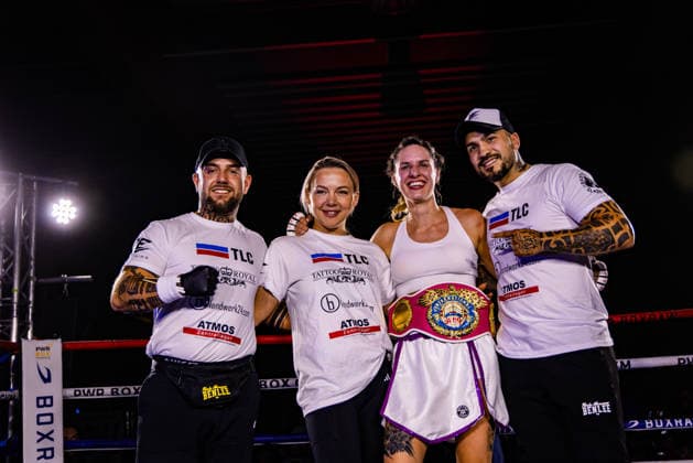 FLENSBURG, GERMANY - JUNE 13: winner by decision Lara Ochmann (Germany) during the WBO International Super Feather Title Fight between Lara Ochmann (Germany) vs. Amanda Chan (Singapore) at Gorzelniaski Halle on June 13, 2026 in Flensburg, Germany. Schleswig-Holstein Germany Copyright: xMarioxM.xKobergx