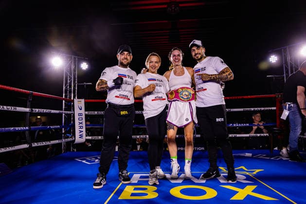 FLENSBURG, GERMANY - JUNE 13: winner by decision Lara Ochmann (Germany) during the WBO International Super Feather Title Fight between Lara Ochmann (Germany) vs. Amanda Chan (Singapore) at Gorzelniaski Halle on June 13, 2026 in Flensburg, Germany. Schleswig-Holstein Germany Copyright: xMarioxM.xKobergx