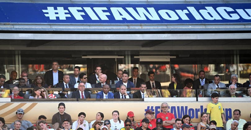 Soccer, Men, FIFA World Cup 2026 in Mexico, Canada and USA, Match in New York New Jersey Group C, 1 Matchday , Brazil Morocco, VIP Grandstand with Nasser Al Khelaifi Sheikh, owner PSG and Ronaldo R9 and Sami Khedira, 13 06 2026, Copyright: xMatthiasxKochx