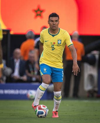 Casemiro of Brazil controls the ball during a FIFA Men’s World Cup 2026 Group Stage football match between Brazil and Morocco at New York New Jersey Stadium, in East Rutherford on June 13th 2026 (Photo by Ricardo Nogueira SPP)  Copyright: xRicardoxNogueira SPPx Sportspressphoto_SPR165859