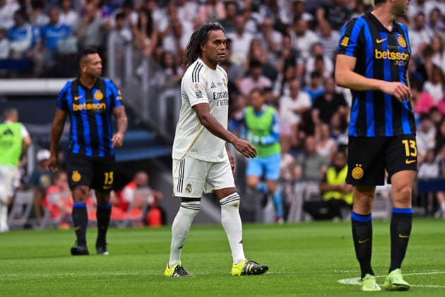 June 13, 2026, Madrid, Spain: Christian Karembeu of Real Madrid Legends seen during the Corazon Classic Match between Real Madrid Leyendas and Inter Legends at Santiago Bernabeu stadium. Madrid Spain - ZUMAs197 20260613_aaa_s197_230 Copyright: xAtilanoxGarciax