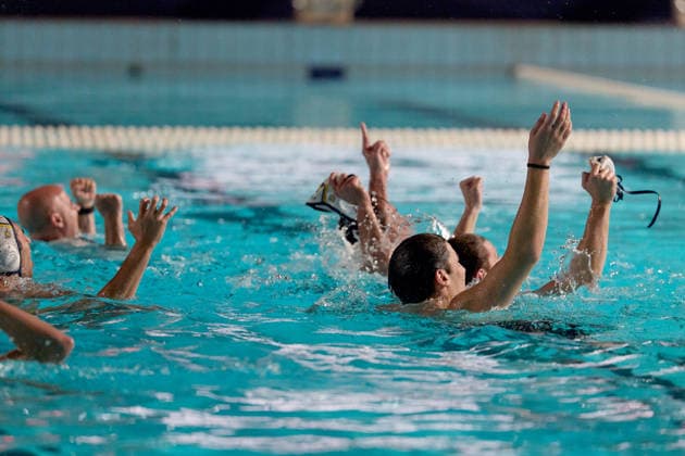 Zodiac CNAB players celebrate after winning the European Aquatics Men™s Water polo, Wasserball Champions League gold‘medal match against Pro Recco at the National Pool, Tal‘Qroqq, Malta, on 13 June 2026. Zodiac CNAB v Pro Recco - Men™s Water Polo Men Champions League 2026 Final; EA_CL_2026_MLT