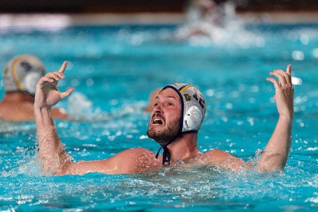 Alejandro Bustos Sanchez of Zodiac CNAB reacts in celebration after winning the European Aquatics Men™s Water polo, Wasserball Champions League gold‘medal match against Pro Recco at the National Pool, Tal‘Qroqq, Malta, on 13 June 2026. Zodiac CNAB v Pro Recco - Men™s Water Polo Men Champions League 2026 Final; EA_CL_2026_MLT