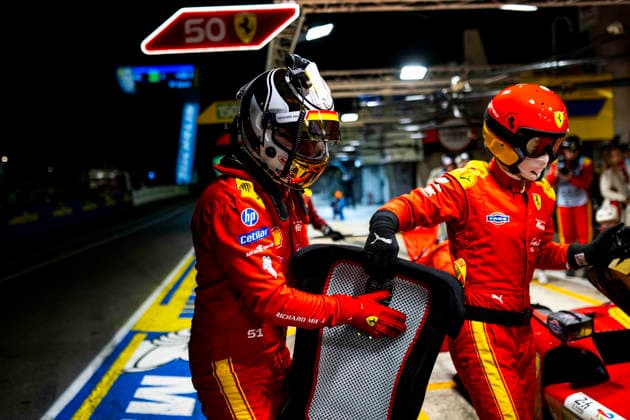 24 HEURES DU MANS 2026 - RACE - SUNDAY CALADO James (gbr), Ferrari AF Corse, Ferrari 499P 51, Hypercar, portrait, pitstop, arrÃªt aux stands during the 24 Hours of Le Mans 2026, 3rd round of the 2026 FIA World Endurance Championship, on June 14, 2026 on the Circuit des 24 Heures du Mans in Le Mans, France - Le MansFrance  Copyright: xFabrizioxBoldonix