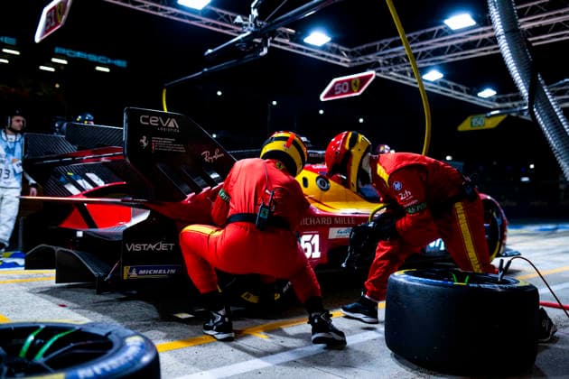 24 HEURES DU MANS 2026 - RACE - SUNDAY 51 PIER GUIDI Alessandro (ita), CALADO James (gbr), GIOVINAZZI Antonio (ita), Ferrari AF Corse, Ferrari 499P 51, Hypercar, pitstop, arrÃªt aux stands during the 24 Hours of Le Mans 2026, 3rd round of the 2026 FIA World Endurance Championship, on June 14, 2026 on the Circuit des 24 Heures du Mans in Le Mans, France - Le MansFrance  Copyright: xFabrizioxBoldonix