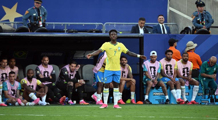 Soccer, Men, FIFA World Cup 2026 in Mexico, Canada and USA, Match in New York New Jersey Group C, 1 Matchday , Brazil Morocco, v l Vinicius Junior Brazil , Neymar Brazil , 13 06 2026, Copyright: xMatthiasxKochx