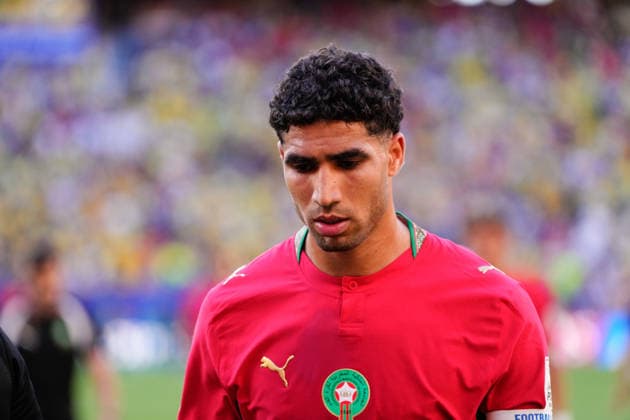 June 14, 2026, East Rutherford, New Jersey, United States: Achraf Hakimi of Morocco looks on during the FIFA World Cup, WM, Weltmeisterschaft, Fussball 2026 Group C match between Brazil and Morocco at New York New Jersey Stadium on June 13, 2026 in East Rutherford, New Jersey. East Rutherford United States - ZUMAa181 20260614_zaa_a181_027 Copyright: xJosexBretonx
