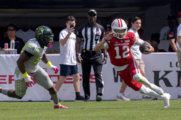 June 13, 2026, Washington, D.C, U.S: DC Defenders quarterback Jason Bean (12) runs with the ball during the United Bowl UFL Championship game at Audi Field, Washington, D.C. UFL 2026 - United Bowl -Kings 27:20 Defenders  - ZUMAs304 20260613_zaf_s304_009 Copyright: xScottxStuartx