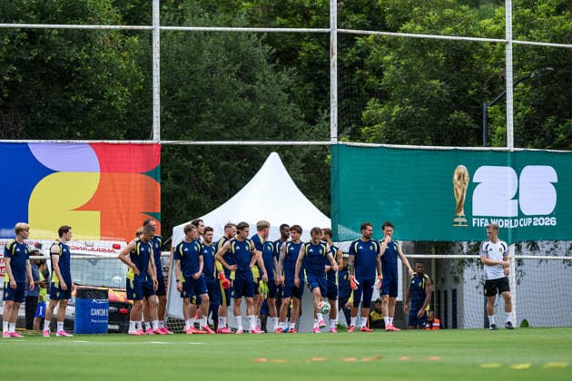 260614 Players of the Swedish national football team at a training session during day 3 of the FIFA World Cup 2026 on June 14, 2026 in Monterrey Photo Joel Marklund BILDBYRAN kod JM PA1232 fotboll football soccer fotball vm fotbolls vm fotball vm fotbolls vm 2026 fifa world cup 2026 träning practice training sverige sweden sverige a day 3 bbeng  Copyright: JOELxMARKLUND BB260614JM009