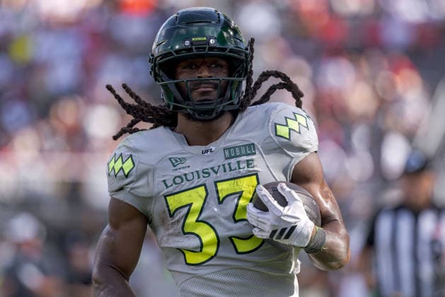 June 13, 2026, Washington, D.C, U.S: Louisville Kings running back Ian Wheeler (33) scores on a run during the United Bowl UFL Championship game at Audi Field, Washington, D.C. UFL 2026 - United Bowl -Kings 27:20 Defenders  - ZUMAs304 20260613_zaf_s304_033 Copyright: xScottxStuartx