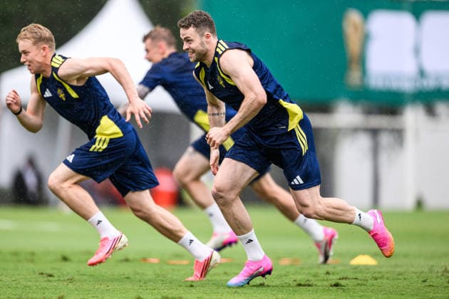 260614 Gabriel Gudmundsson of the Swedish national football team at a training session during day 3 of the FIFA World Cup 2026 on June 14, 2026 in Monterrey Photo Petter Arvidson BILDBYRAN kod PA PA1232 fotboll football soccer fotball vm fotbolls vm fotball vm fotbolls vm 2026 fifa world cup 2026 träning practice training sverige sweden sverige a day 3 bbeng  Copyright: PETTERxARVIDSON BB260614PA027
