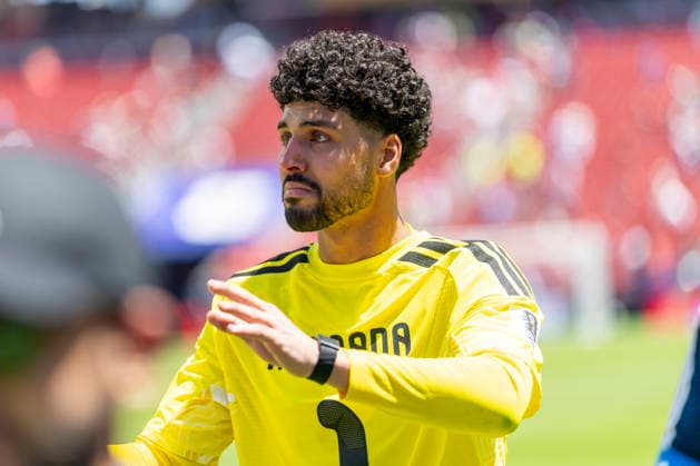 SANTA CLARA, CA - JUNE 13: Mahmud Abunada 1 of Qatar walks off after an emotional tie at the FIFA World Cup, WM, Weltmeisterschaft, Fussball 2026 Group B match between Qatar and Switzerland on June 13, 2026 at the San Francisco Bay Area Stadium in Santa Clara, CA. (Photo by Bob Kupbens Icon Sportswire) SOCCER: JUN 13 FIFA World Cup 26 Group B - Qatar vs Switzerland EDITORIAL USE ONLY Icon260613075